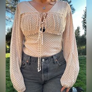 Women's Cream Long Sleeve Top